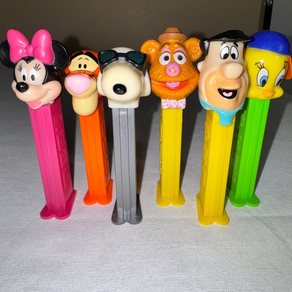 Vintage PEZ Dispenser Lot of 6‎ Minnie Snoopy Tigger Fozzie Flintstone Tweety